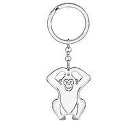 WEVENI Cadeaux Singe Cute En Acier Inoxydable Paire de Singes Porte-clés Anneau Singe Orang-Outan Gorille Accessoires pour les Femme Filles (Orang-Outan Argent)