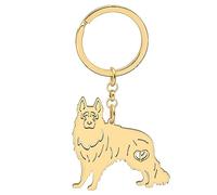 WEVENI Cute Chien Porte-clés Or 18K Plaqué En Acier Inoxydable Key Chain Accessoires Charms Amoureux des Chiens Cadeaux pour les Femme Filles (Chien de Berger Allemand Doré)