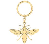 WEVENI Cute En Acier Inoxydable Miel Abeille Porte-clés Anneaux Sac À Main Charms pour les Femme Filles Amoureux des Abeilles (Or)