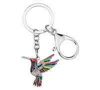 WEVENI Émail Alliage Cristal Colibri Porte-clés Oiseaux Charms pour les Femme Filles Sac Portefeuille de Voiture (Floral)