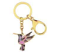 WEVENI Émail Alliage Cristal Colibri Porte-clés Oiseaux Charms pour les Femme Filles Sac Portefeuille de Voiture (Violet)