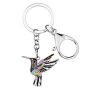 WEVENI Émail Alliage Cristal Colibri Porte-clés Oiseaux Charms pour les Femme Filles Sac Portefeuille de Voiture (Noir)