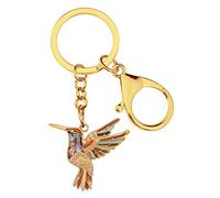 WEVENI Émail Alliage Cristal Colibri Porte-clés Oiseaux Charms pour les Femme Filles Sac Portefeuille de Voiture (Marron)