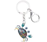 WEVENI Émail Crabe Animaux Porte-clés Mode Océan Crabe Bijoux pour Femme Sac à Main Charm ChaîNe de CléS Accessoires (Bleu)