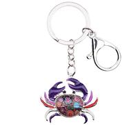 WEVENI Émail Crabe Animaux Porte-clés Mode Océan Crabe Bijoux pour Femme Sac à Main Charm ChaîNe de CléS Accessoires (Violet)