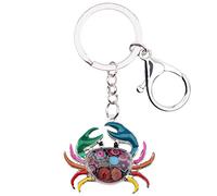 WEVENI Émail Crabe Animaux Porte-clés Mode Océan Crabe Bijoux pour Femme Sac à Main Charm ChaîNe de CléS Accessoires (Multicolore)