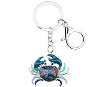 WEVENI Émail Crabe Animaux Porte-clés Mode Océan Crabe Bijoux pour Femme Sac à Main Charm ChaîNe de CléS Accessoires (Bleu2)