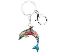 WEVENI Émail Dauphin Porte-clés Océan Poisson Porte-clés pour Femme Sac Auto Portefeuille Charms Dauphin Bijoux (Multicolore)