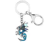 WEVENI Émail Dragons Porte-clés Dinosaure Dragon Porte-clés Bijoux Mode pour Femme Filles Sac Portefeuille Voiture Charms (Ciel)