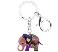 WEVENI Emaille EléPhant Porte-clés Cute EléPhant Porte-clés pour les Femme Filles Sac Accessoires de Voiture (Violet)