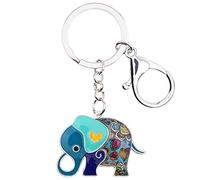 WEVENI Emaille EléPhant Porte-clés Cute EléPhant Porte-clés pour les Femme Filles Sac Accessoires de Voiture (Bleu)
