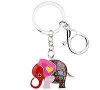 WEVENI Emaille EléPhant Porte-clés Cute EléPhant Porte-clés pour les Femme Filles Sac Accessoires de Voiture (Rouge)