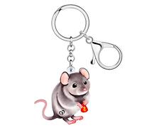 WEVENI Joli porte-clés opossum en acrylique avec breloques en forme de rat amusant pour femme et fille - Accessoires de sac de voiture, portefeuille, Rat C, 41mm x 40mm