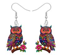 WEVENI Jolies boucles d'oreilles pendantes en acrylique en forme de chouette pour femme, Moyen, Acrylique, Pas de pierre précieuse