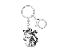 WEVENI Mignon porte-clés Chat Noir Porte-clés Animaux Tabby Amoureux du Chat Cadeaux pour Femmes Filles Enfants Porte-monnaie Charms Sac à dos Accessoires (Gris)