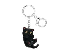 WEVENI Mignon porte-clés Chat Noir Porte-clés Animaux Tabby Amoureux du Chat Cadeaux pour Femmes Filles Enfants Porte-monnaie Charms Sac à dos Accessoires (Sombre)