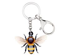 WEVENI Porte-clés abeille en acrylique avec breloques insectes, bijoux inspirants pour femmes, filles, jardiniers, collègues, sacs à main, accessoires, Multicolore, 33mm x 51mm