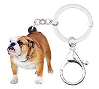 WEVENI Porte-clés Acrylique Bulldog Anglais Cadeau pour Chien Femme | Porte-clés Mignon en Forme des Animaux Accessoires Decoration pour Sacs et Voiture