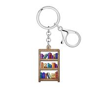 WEVENI Porte-clés bibliothèques en Acrylique Accessoires Livres Nerd Livres Cadeaux pour Lecteurs Amoureux des Livres Femmes Bibliothécaires Bibliothécaires Filles (Marron)