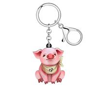 WEVENI Porte-clés cochon mignon en acrylique pour femme et fille - Porte-clé pour sac à main, clés de voiture, Medium, Acrylique, Pas de gemme