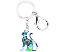 WEVENI Porte-clés élégant en alliage en forme de chat pour femme et fille, bleu 2, 42mm x 25mm