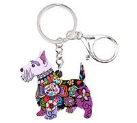 WEVENI Porte-clés en acrylique Aberdeen Terrier écossais pour femme et fille, violet, 50mm x 50mm