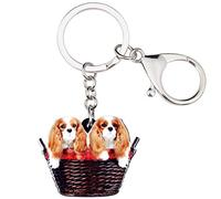 WEVENI Porte-clés en acrylique avec double cavalier King Charles épagneul pour femme et fille pour sac, voiture, portefeuille (couple B)