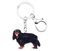 WEVENI Porte-clés en acrylique avec double cavalier King Charles épagneul pour femme fille sac voiture portefeuille, noir, W2L2