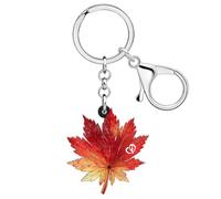 WEVENI Porte-clés en acrylique en forme de feuille d'érable d'automne pour femmes et filles, Rouge, W2L2