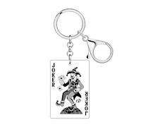 WEVENI Porte-clés en Acrylique Joker Clown pour Carte à Jouer，Noir