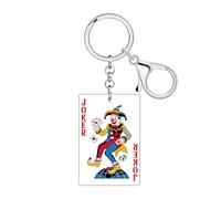 WEVENI Porte-clés en Acrylique Joker Clown pour Carte à Jouer，Rouge