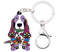 WEVENI Porte-clés en acrylique Motif chien Basset Hound