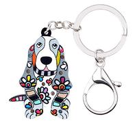WEVENI Porte-clés en acrylique Motif chien Basset Hound