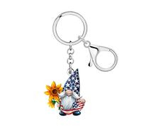 WEVENI Porte-clés en acrylique motif nain de tournesol du 4 juillet - Accessoires patriotiques pour sac à dos - Cadeaux pour femmes et filles, bleu marine, Medium