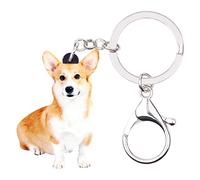 WEVENI Porte-clés en acrylique Pembroke Welsh Corgi pour animal domestique - Bijoux fantaisie pour femmes et filles, marron, Medium