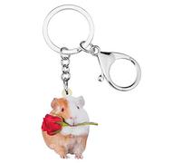 Weveni Porte-clés en acrylique pour la Saint Valentin Motif cochon d'Inde Rose