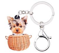 WEVENI Porte-clés en acrylique Yorkshire Terrier Chien Yorkie Accessoires pour Femmes Filles Charms pour Sac à Main Bijoux Cadeaux, W2L2