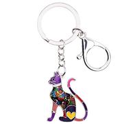WEVENI Porte-clés en alliage élégant en forme de chat - Accessoires pour chaton - Bijoux de voiture - Porte-monnaie pour femmes et filles (violet2)