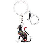 WEVENI Porte-clés en alliage élégant en forme de chat pour femme et fille, Foncé, 42mm x 25mm