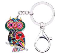 WEVENI Porte-clés en alliage émaillé avec chouette pour femme et fille, Multicolore, 42mm x 25mm