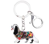 Weveni Porte-clés en alliage émaillé Cavalier King Charles Spaniel Porte-clés pour femme fille Sac à main de voiture