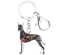 Weveni Porte-clés en alliage émaillé Chien dogue allemand Bijoux pour femme fille Sac à main voiture