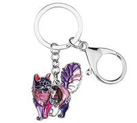 WEVENI Porte-clés en alliage émaillé en forme de chat mignon pour femme, fille, sac, voiture, téléphone, violet,