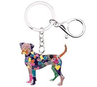 Weveni Porte-clés en alliage émaillé en forme de chien boxer pour femme fille sac à main voiture