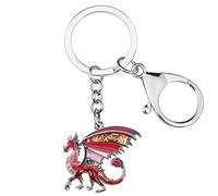 WEVENI Porte-clés en alliage émaillé en forme de dragon délicat pour femme et fille Motif dragon Rouge cerise