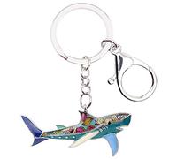 WEVENI Porte-clés en alliage émaillé en forme de requin pour sac à main, sac à main, bijou tendance pour sac à main, bijoux pour femme, cadeau (bleu)