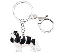 WEVENI Porte-clés en alliage émaillé pour femme et fille Motif épagneul Cavalier King Charles, gris, 31mm x 40mm