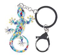 WEVENI Porte-clés en forme de lézard gecko en alliage pour femme et fille, bleu, Medium