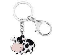 WEVENI Porte-clés en forme de vache laitière en acrylique pour femmes et filles, noir, 32mm x 45mm