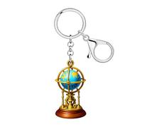 WEVENI Porte-clés Globe Terrestre Plat en Acrylique,Planète Terre Cadeaux de Voyage Créatifs pour Femmes Filles Voyageurs Porte-Monnaie Charms Sac Accessoires (L'or)